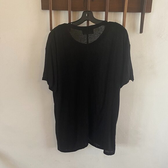 The Kooples Black Linen & Beaded T-shirt - Picture 2 of 5